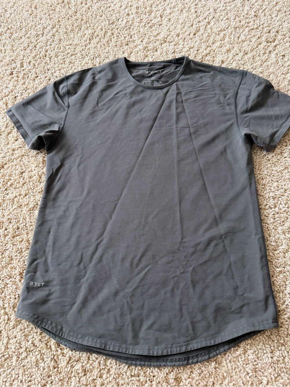 BYLT Men's Drop Cut Lux S/S short sleeve Charcoal Gray T-Shirt Large